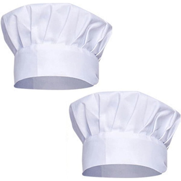 Unisex kokin hattu - poly-puuvillakokkihattu aikuisille säädettävällä kuminauhalla (2 kpl pakkaus)