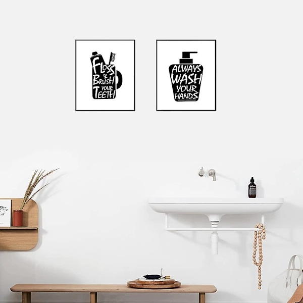 4 st Badrumsväggsdekoration Badrumsdekoration Väggkonst Canvasutskrifter Svart och Vit Modern Badrumsdekoration Inspirerande Poster för Badrum Heminredning (utan