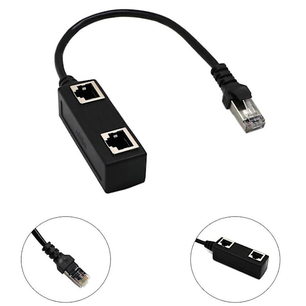 Han til 2 Hun LAN Ethernet Netværk Splitter Kobler Adapter Kabel