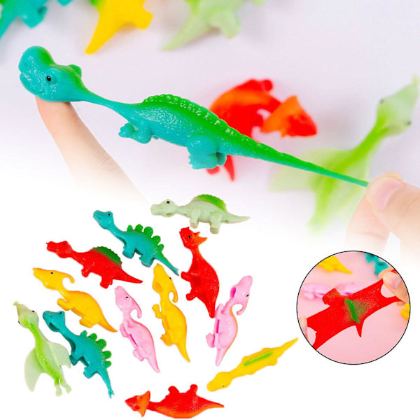 Dinosaur Rubber Flying Toys Dinosaur Finger Toys Catapult Toys Funny Rubber Flicking Toy Stretchy Game For Dinosaur Party School Activit Fidgets 24069