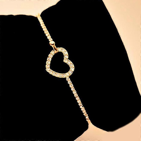 Slank Armbånd Kærlighedshjerte Charm Luksus Guld Krystal Rhinestone Armbånd Slank Armbånd til Kvinder