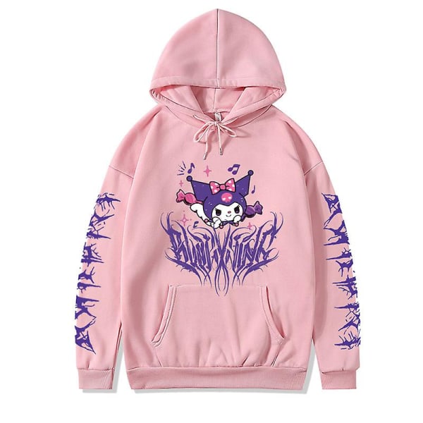 New Fashion Sanrioed Langærmede Casual Punk Style Dame hættetrøje Kawaii Anime Kuromi Trykt Søde Cool Sweatshirts Pige Gaver black XXL