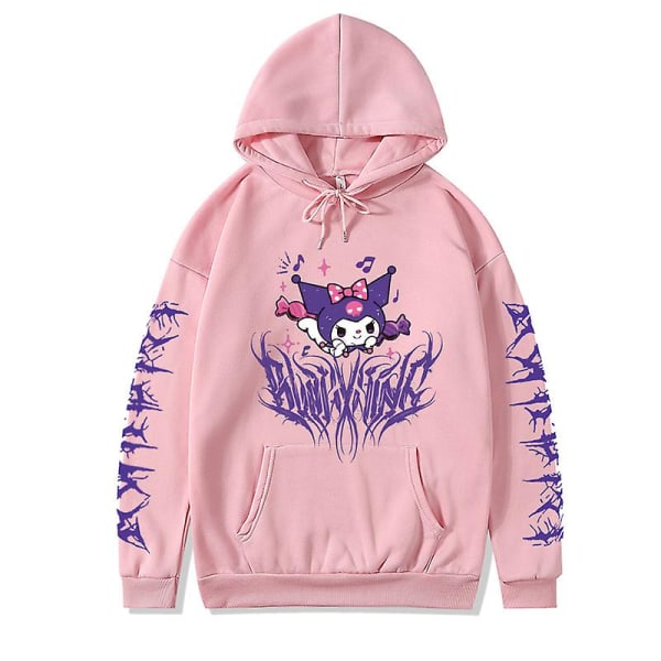 New Fashion Sanrioed Langærmede Casual Punk Style Dame hættetrøje Kawaii Anime Kuromi Trykt Søde Cool Sweatshirts Pige Gaver pink XS