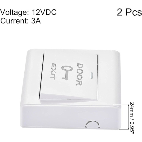 Sourcing Map Tryck för att avsluta tryckknapp Release Switch Dörr Access Control System Pc Panel 86mmx86mm 12v 3a Vit 2st