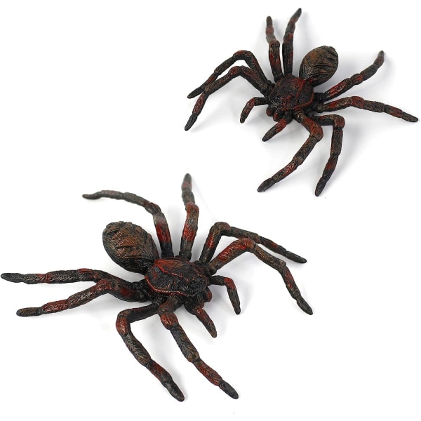 2-pack realistiska spindlar, djurfigurer från leksaksspindel, (smal svart spindel)