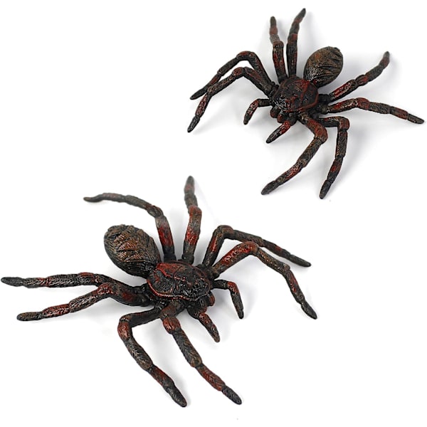 2 pakke realistiske edderkopper, leketøy edderkopp dyrefigurer, (mager svart edderkopp)