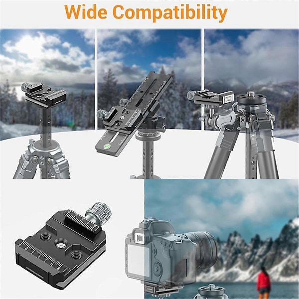Universal Type Clamp med 3/8 og 1/4 Skrue Hurtigudløserplade Arca QR Clamp til DSLR Stativer S/SC