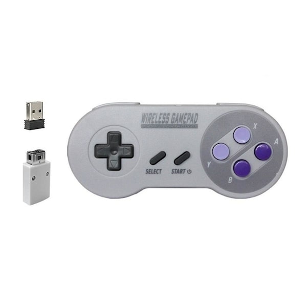 Trådløs spillkontroller 2.4G Gamepad Joypad Joystick Kompatibel for SNES Mini PC Windows NS Switch