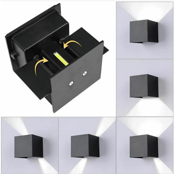 2 kpl 12W COB LED-seinävalaisin, musta