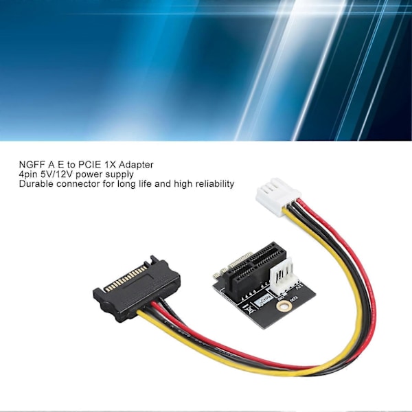 M.2 NGFF Key A A+E E till PCIE 1X Adapter 4pin 5V 12V Strömförsörjning Hög Tillförlitlighet NGFF A E till PCIE Express X1 Adapter för Linux