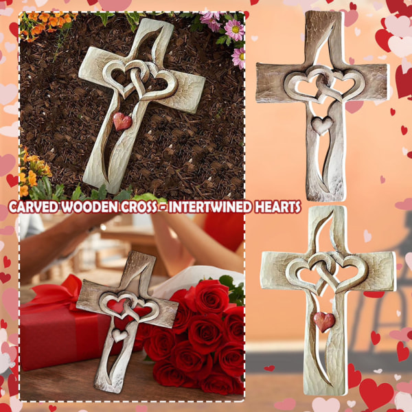 Christian Love Cross Träsnideri Symbol för kärlek Träsnideri Cross 1st