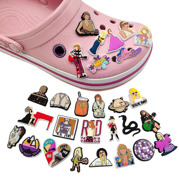 29 stk Taylor Swift Singer Series Sko Charms Kompatibel med Crocs Clog Sandaler Dekoration Strandfest Sko Tilbehør Gaver