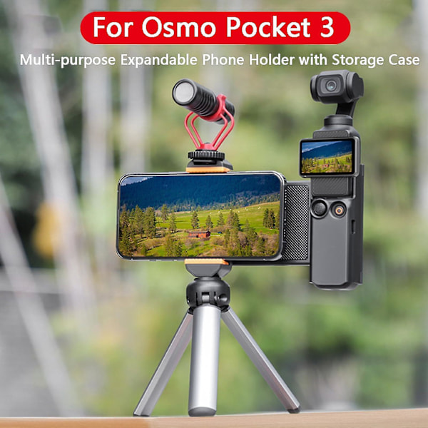 Telefonhållare för DJI Osmo Pocket 3 Kamera Mobiltelefonhållare Stativadapter Telefonklämma Klämma Expansionstillbehör Med 1/4-gängad skruv, kall sko
