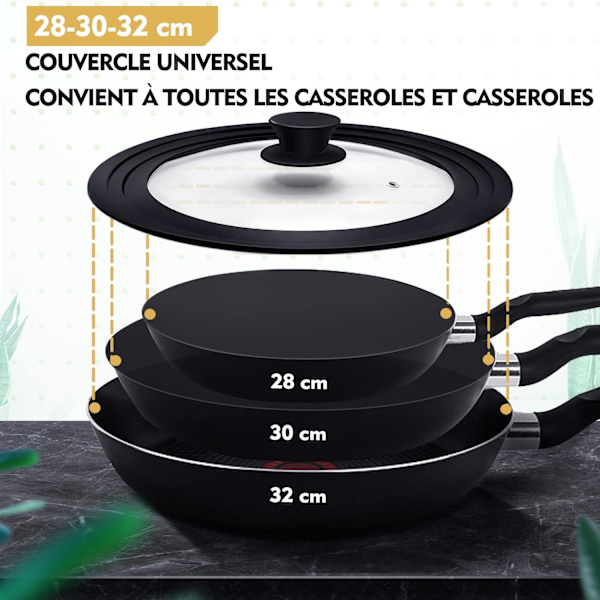 Universaali kansi - 28/30/32 cm halkaisijaltaan oleville kattiloille/