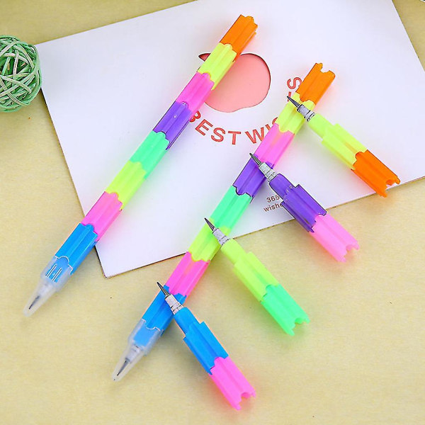 För Creative Rainbow Multifunction Building Block Writing Pen Staplare Swap Penci