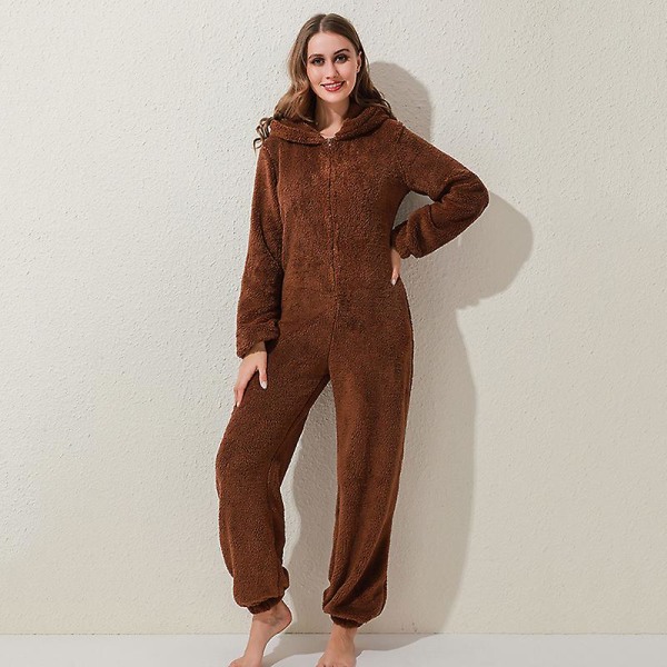2023 höst och vinter gränsöverskridande sammet förtjockad jumpsuit huva pyjamas för kvinnor