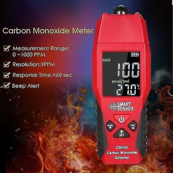 Smart Sensor St9700 håndholdt karbonmonoksidmåler med høypresisjon Co-gasstester-monitordetektor
