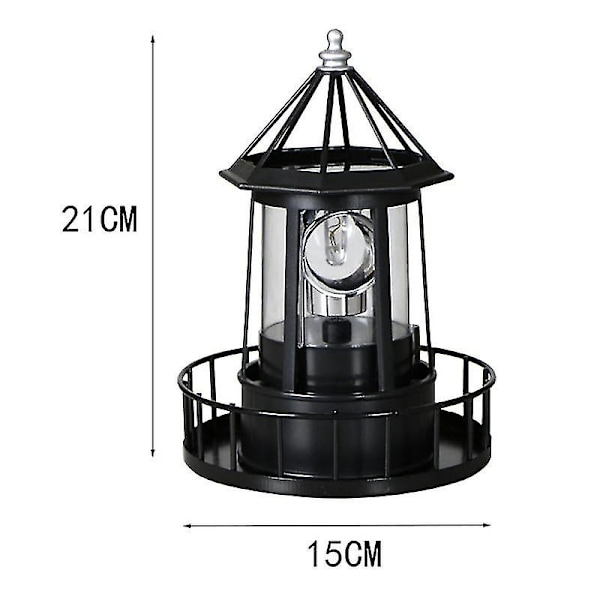 LED-solcellsdriven fyr, 360 graders roterande utebelysning A