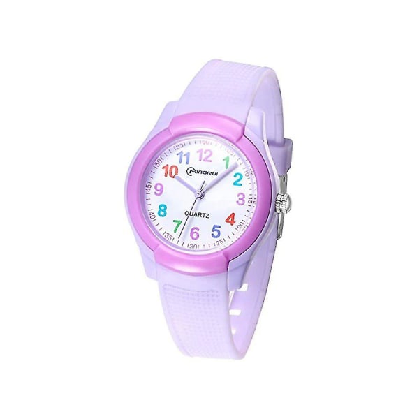 Barneklokke, Jenter Gutter Analog Armbåndsur, Children's Learning Waterproof Quartz Watch, Silikonremsklokker (tilfeldig farge)