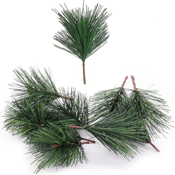 20 stykker julegrønt til håndverk Kunstige furu nåler Grener furuhalm furublader plast furustilker Falsk grønn furu plukker planter til di