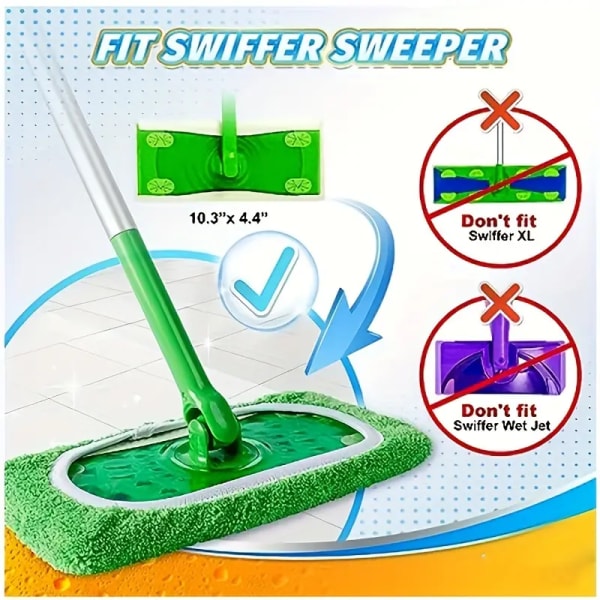 Swiffer Mop ersättningsdyna, platt golvmoppduk, tvättbar och hållbar ersättningsmoppduk, dammmopphuvud, våt och torr användning