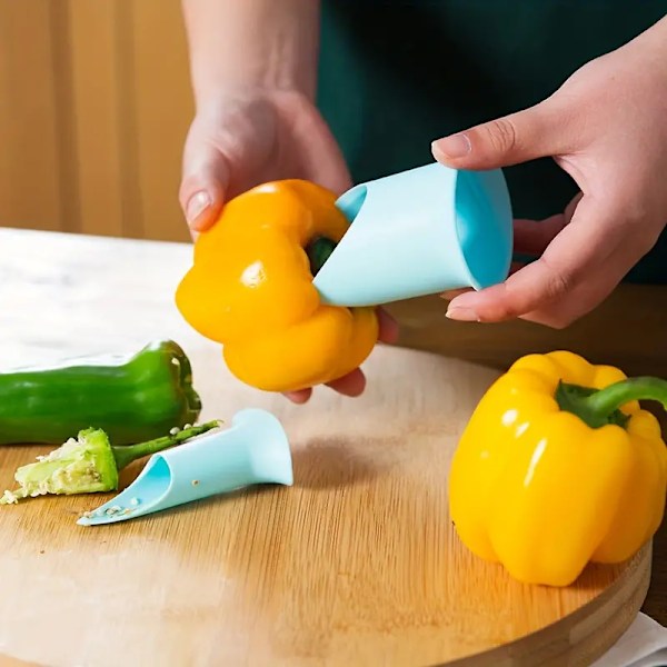 2 stk, Peberfrøfjerner, Peberfrøfjerner, Plastfjerner til chilifrø, Grøn