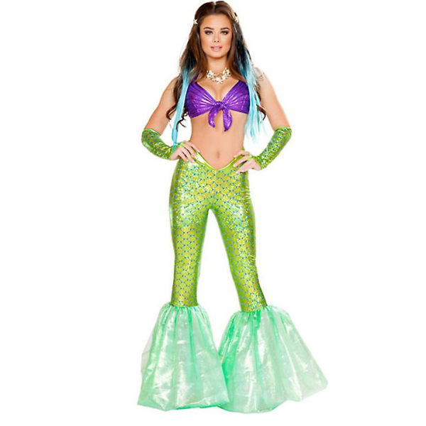 Kvinder Havfrue Prinsesse Halloween Kostume Pailletter Fancy karnevalstøj Sexet Ariel Fest Bodycon Vestidos Kjole Fiskehale nederdel Color 5 L
