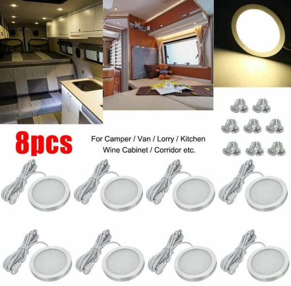 Sæt med 8 interne LED-spotlights 12V diameter 59,5mm