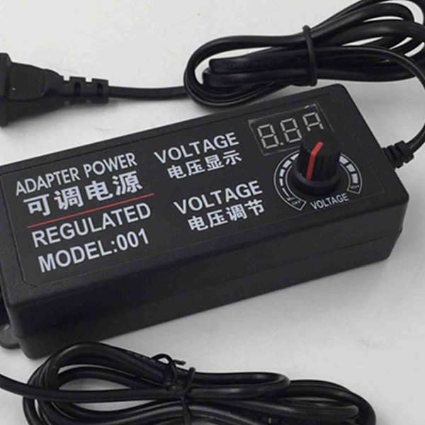 Justerbar AC til DC strømforsyning 3V-12V 5A strømforsyningsadapter Universal 12 V Volt adapter EU-plugg