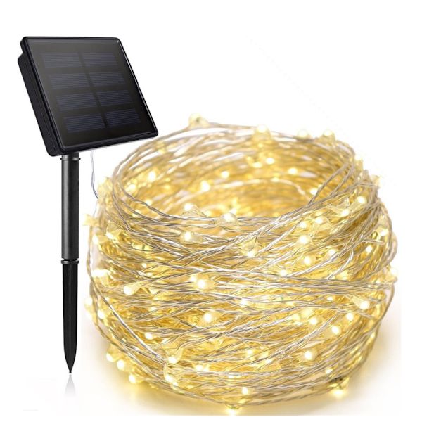 22m 1st Solcells LED Koppartråd Strängljus Dekorationsljus 200 Huvuden 8 Funktioner