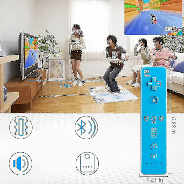 Blå Wii Fjernkontroll for Wii og Wii U Konsoll