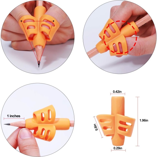 Blyantgrep - Skriveinstrument for skolestillingskorrigering (5 farger, pakke med 10)