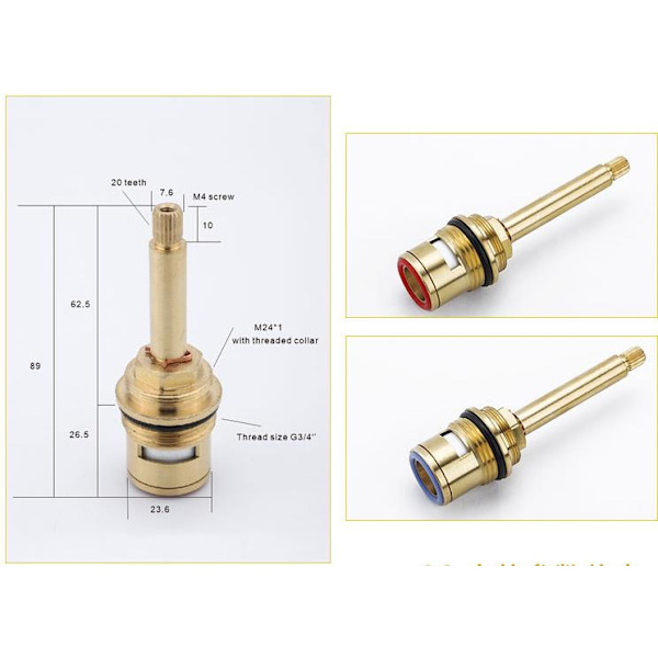 3/4 Messinghane Hurtigåbning Keramisk Spole 43KSW1089 VVS-Hardwarehane Reparationsdele-1 Par