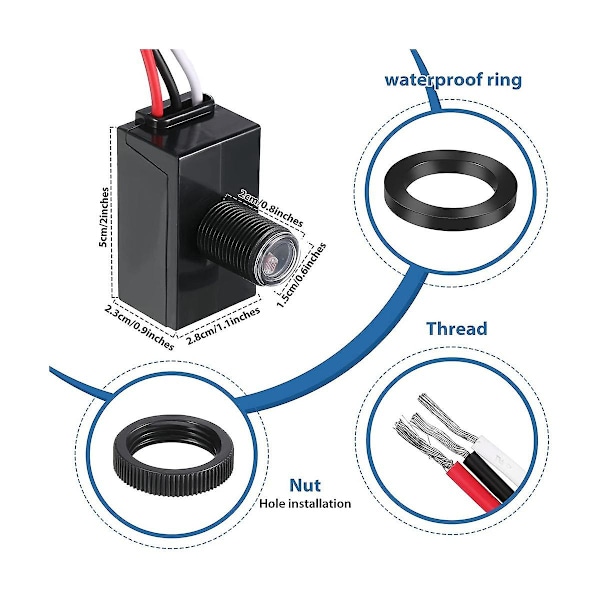 6 Pakker Skumring til Daggry Sensor for Utendørsbelysning 120-277V Fotoelektrisk Bryter Fotocelle Lys Sens