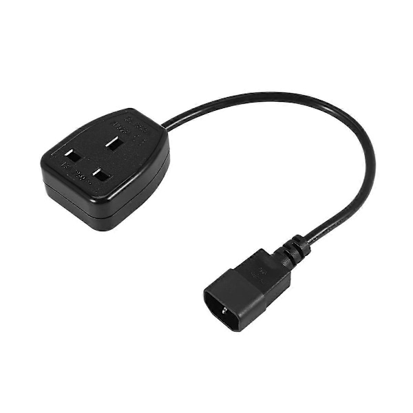 IEC320 C14 till UK BS1363A Uttagsadapter, IEC C14 Hankontakt till UK 3-stifts Honkontakt Strömadapterkabel