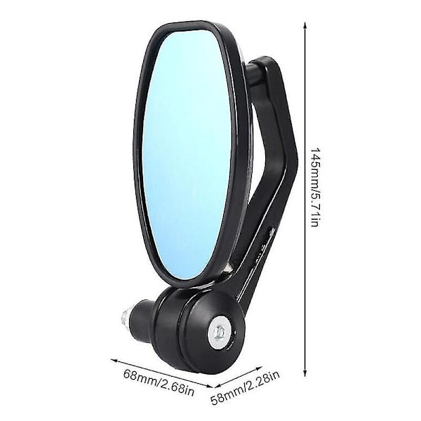 Motorcykel Bak-view Spejl - Refitted Spejl - Sort - 22mm