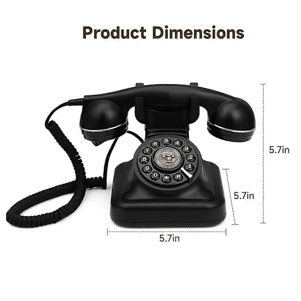 Retro Fasttelefon, Gammaldags Vintage Fasttelefoner med Klassisk Metallklocka Retro Telefo