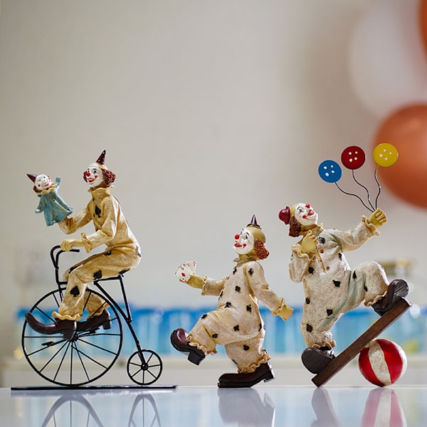 Cirkus clown karaktär prydnader hem kreativ dekoration harts hantverk