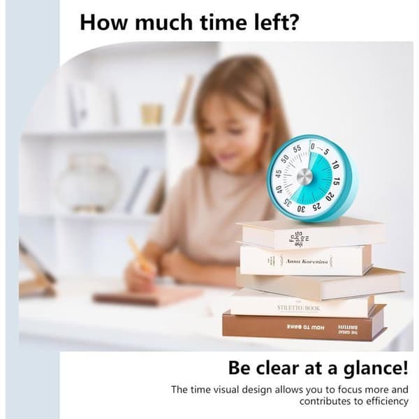 Visuel Timer, Køkken Klasseværelse 60 Minutters Nedtællingstimer, Timer til Køkken, Klasseværelse, Møder (Cyan)