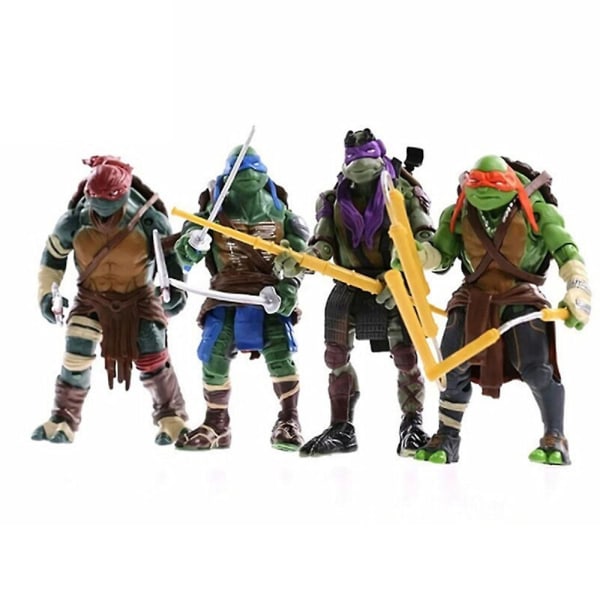 4st Anime Teenage Mutant Ninja Turtles Actionfigurer Set Modell Leksak Prydnad Hem Skrivbord Dekoration Barn Fans Present