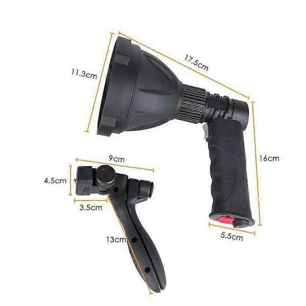 Barsinfi pol LED Handhållen Spotlight USB Laddningsbar Camping Jakt Ficklampa Fackla Lampa