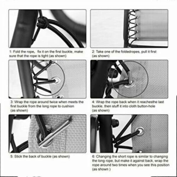 4x Elastiske tau kompatible med solsengstol, 4 stk elastisk tau