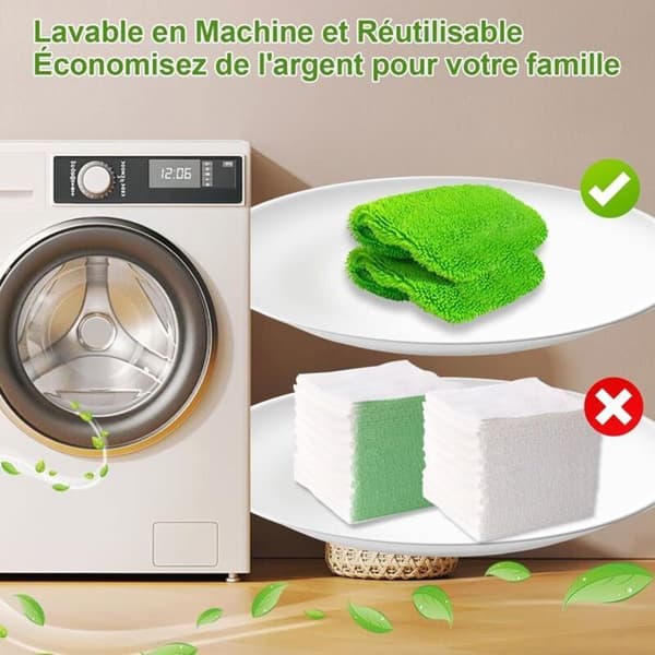 10 gjenbrukbare kluter til Swiffer Sweeper, vaskbare mikrofiber erstatningsmoppkluter, våtmopp og