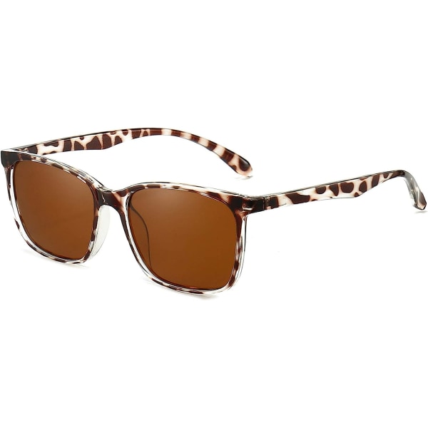 Lättviktspolariserade solglasögon för män Retro Square UV400-skydd (Leopard)