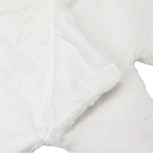 Sovsäck med huva i två delar, plyschfilt, varmt plyschtäcke, lämplig för 0-6 månader (vit)-71*65 cm