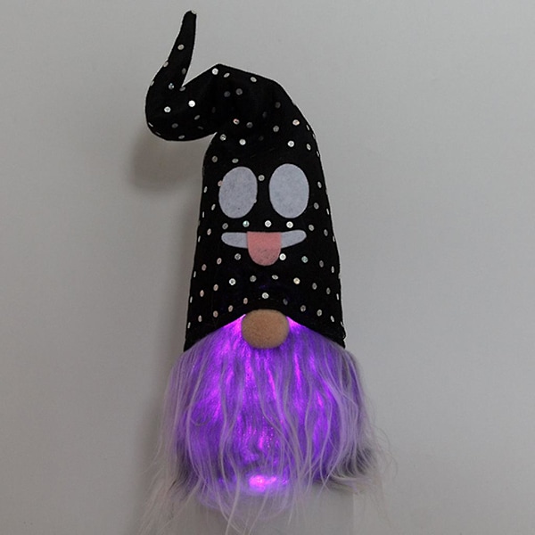 15 tuuman Halloween-tonttu LED-valolla, käsintehty pehmoinen ruotsalainen tonttu Tomte Nordic