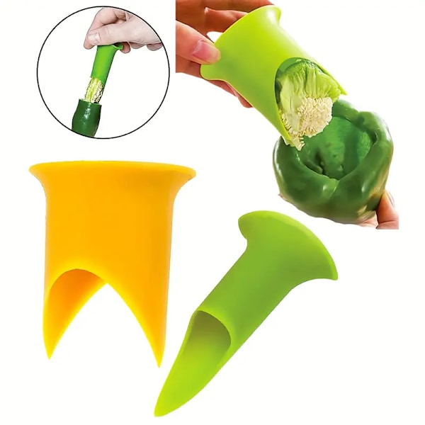 2 stk, Peberfrøfjerner, Peberfrøfjerner, Plastfjerner til chilifrø, Grøn