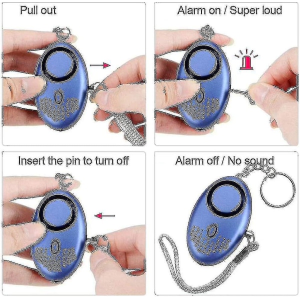 5 kappaletta 140db henkilökohtainen turvahälytin avaimenperä LED-valolla, henkilökohtainen hälytin