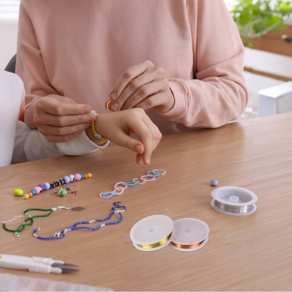 Smycken Craft Wire Set - 3 rullar med 0,3 mm koppartråd för smyckestillverkning (15 m/rulle)