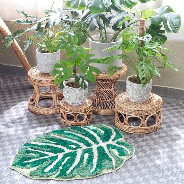 Monstera halkfri badmatta eller köksmatta | Växtbladsformad golvmatta för sällskapsdjur för barn